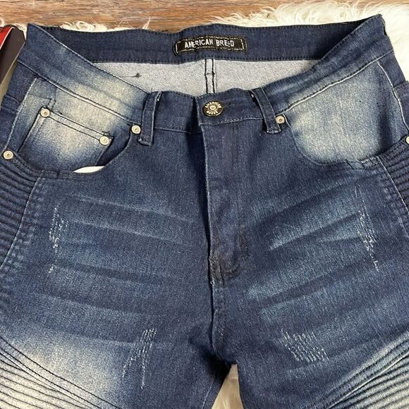 AMERICAN BREED Indigo Blue Distressed Jean Shorts Jorts Size 32 - Picture 8 of 11